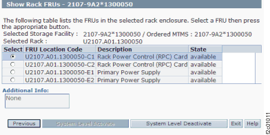 Window: Show Rack FRUs