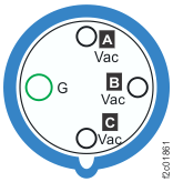 Three-phase low-voltage 200-240V phase-to-phase, 60A, IEC60309 customer outlet pins