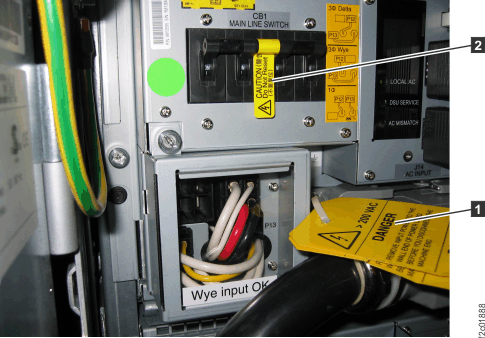 Safety labels on mainline power cable and CB1