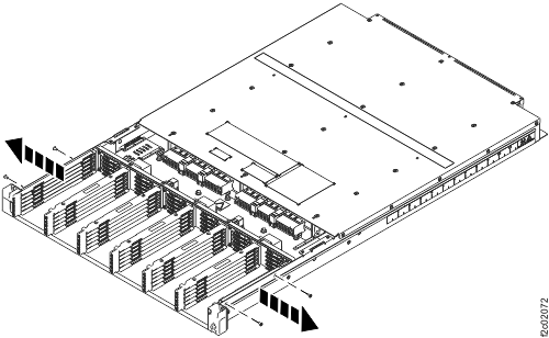 Removing the screws on the right and left sides of the enclosure