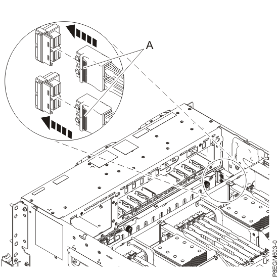 Reconnecting the front SAS cable